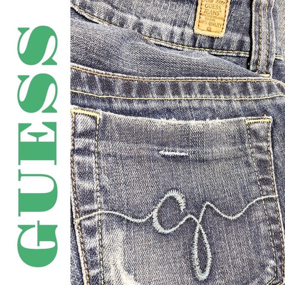 GUESS VINTAGE Y2K DAREDEVIL BOOTCUT FLARE JEANS LOW RISE, SIZE 27 - Picture 12 of 15